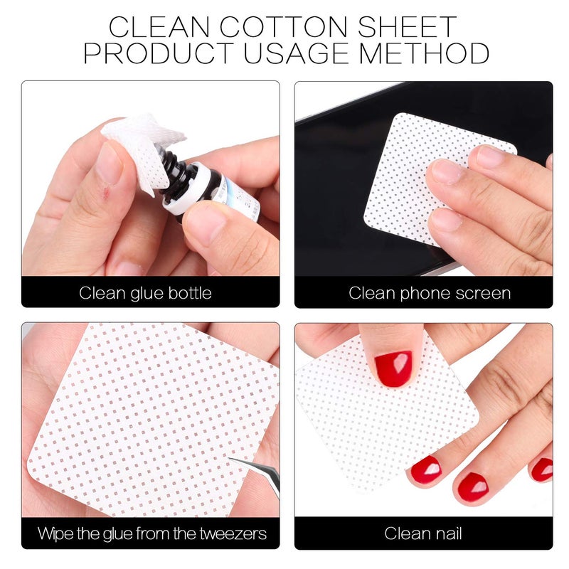 fenshine 200 Pcs Glue Cleaning Cotton Pads Non-Woven Fabric Wipes Glue Wiping Cloth for Clean Lash Extension Glue, Tweezers,Lash Glue Holder Pads, Glue Bottle Mouth - Image 5